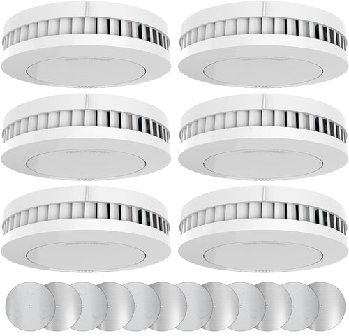 XINDUM Rauchmelder 6er Set – 10 Jahre Batterie, Weiss, in runder, flacher Bauform. Dient der Früherkennung von Bränden und warnt akustisch.