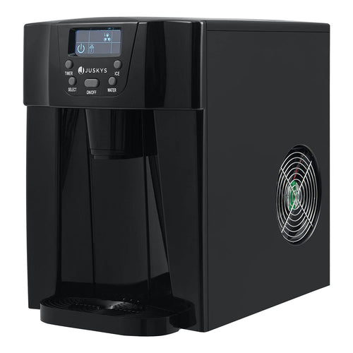 Juskys Eiswürfelbereiter PIM200L – Schwarz, 2in1 Direkt-Spender. Schwarzes Gerät zur Produktion und direkten Spende von Eiswürfeln.