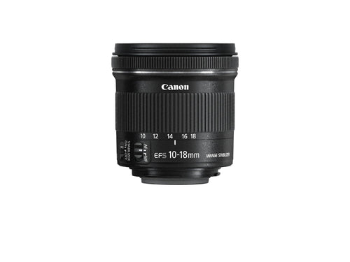 Canon EF-S 10-18mm F4.5-5.6 IS STM Ultraweitwinkel Objektiv Schwarz, ideal für Landschafts- und Architekturfotografie.