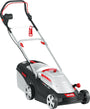 AL-KO 34 E Comfort Elektro-Rasenmäher mit 34 cm Schnittbreite. Kompakter, silber-roter Mäher. Er mäht Rasenflächen effizient.