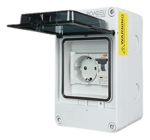 RoadEu Schuko Wandverteiler FI Schutzschalter IP65 – 16A 230V