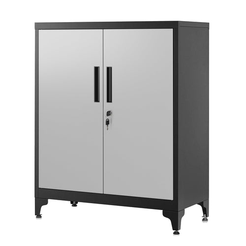 SONGMICS Aktenschrank OMC013S01 – Stahlschrank Silbern-Mattschwarz