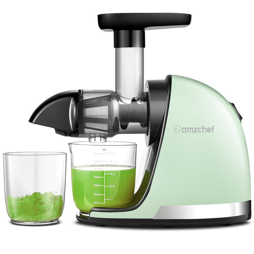 AMZCHEF Entsafter Slow Juicer Gemüse Obst mit Rückwärtsfunktion - Grün