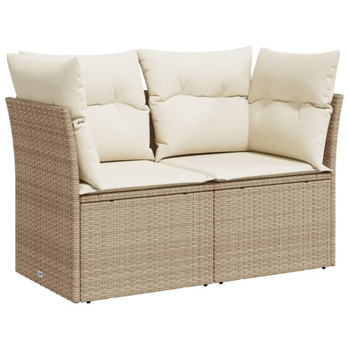 vidaXL Gartensofa 2-Sitzer Sofa mit Staufach - Beige Poly Rattan. Bietet Sitzplätze und integrierten Stauraum.