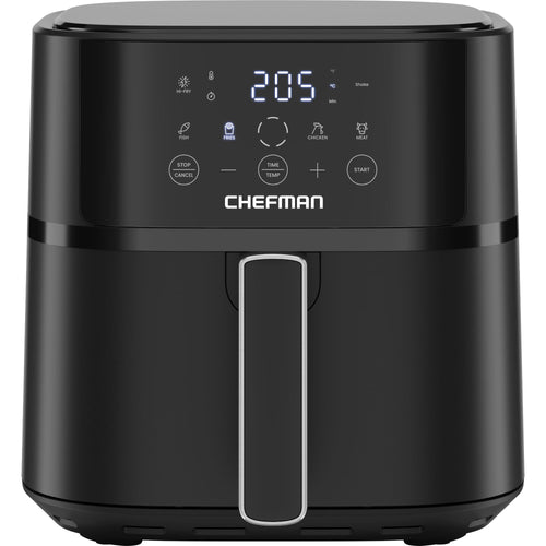 Chefman 5,7L Heißluftfritteuse, schnell & einfach, kompakte Heissluftfritteuse mit Hi-Fry Technologie, Touch Controls mit 4 Voreinstellungen, antihaftbeschichtet & spülmaschinenfest - Schwarz