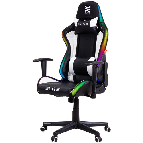 ELITE MG200 Destiny Gaming Stuhl Ergonomisch - RGB Schwarz/Weiss. Bietet ergonomische Unterstützung für lange Gaming-Sessions.
