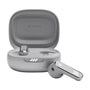 JBL Live Flex In-Ear Kopfhörer mit Geräuschunterdrückung - Silver: Silberne, kompakte In-Ears zur kabellosen Audio-Wiedergabe und aktiven Geräuschunterdrückung.