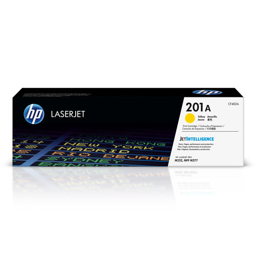 HP 201A (CF402A) Original Toner für LaserJet Pro M252 – Gelb. Rechteckige, gelbe Tonerkartusche für Drucke in LaserJet Pro M252.
