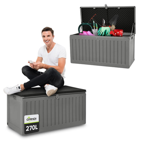 Grindi Cygnus Gartenbox Kissenbox - Dunkelgrau 270 Liter