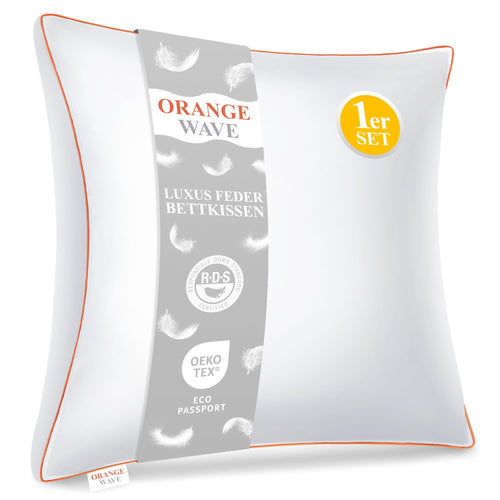 Orange Wave Daunenkissen Kopfkissen - 80x80cm Daunen/Federn