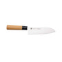 Haiku Santoku japanisches Kochmesser - 17 cm Klingenlänge mit breiter Klinge, Holzgriff. Ideal zum präzisen Schneiden von Gemüse, Fisch, Fleisch.