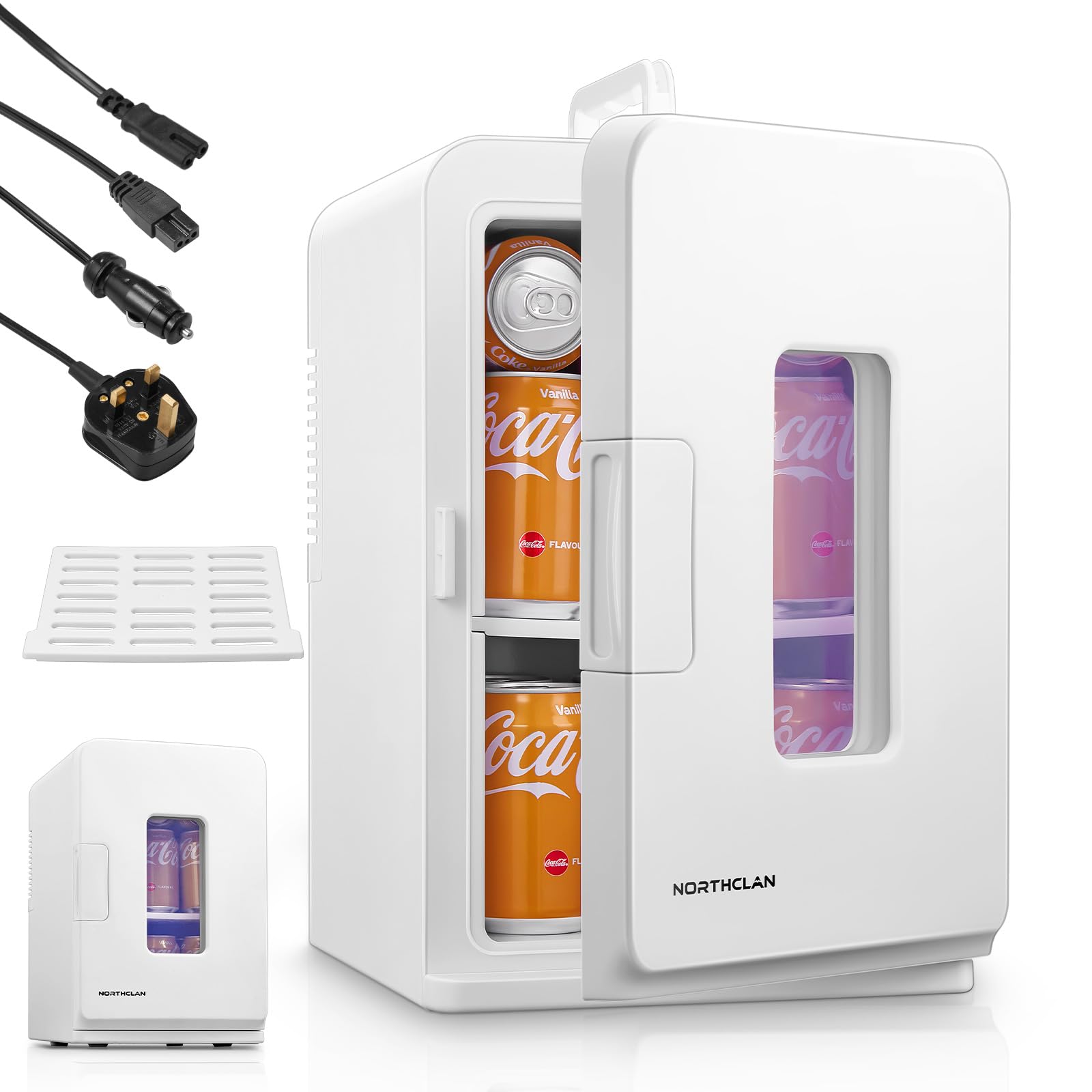 NORTHCLAN 2-in-1 Minikühlschrank 15L Tragbar Kühl/Heiz – Schwarz. Kühlt oder wärmt Getränke und Speisen für unterwegs.