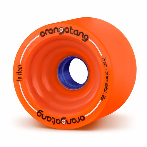 Orangatang InHeats Longboard Rollen Set - 75mm 80a. Orangefarbene Longboard-Rollen zum sanften Rollen auf Asphalt.