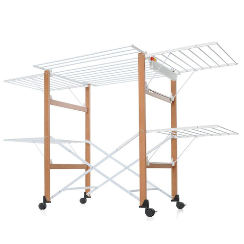 Foppapedretti Gulliver Faltwäscheständer aus Walnussholz, mit Trockenleisten zum platzsparenden Trocknen von Wäsche.