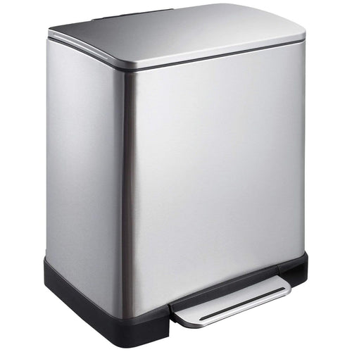 EKO E-Cube Tretmülleimer Küche Edelstahl 20L Matt Silber: Kubischer Mülleimer für die Abfallentsorgung in der Küche.