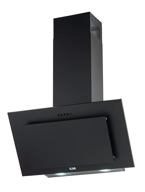 YUNA SIVA 1360Y Dunstabzug Kopffreihaube - 60cm matt schwarz. Schräge, mattschwarze Form. Eliminiert Kochdämpfe über Kochfeldern.