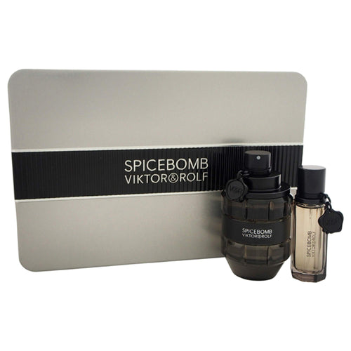 Viktor & Rolf Spicebomb EDT – 90 ml + 20 ml Set. Dunkler Flakon in Granatenform. Herren-EDT zum Parfümieren.