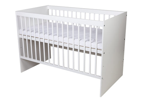 KMbaby TANY Babybett Gitterbett – Weiss 120x60cm mit Matratze