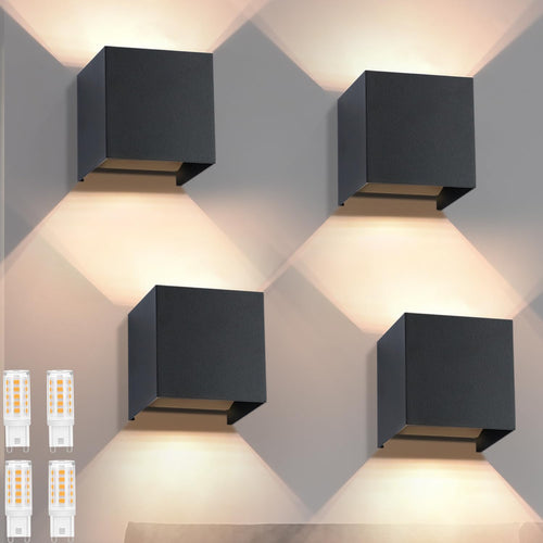 Homefire LED Wandleuchte Up Down Aussen/Innen 4er Set, Schwarz 3000K