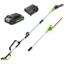 Greenworks G24PSHK2 Akku 2-in-1 Stabheckenschere & Hochentaster. Teleskopgerät mit Heckenscheren- & Kettensägeaufsatz für hohe Hecken/Äste.