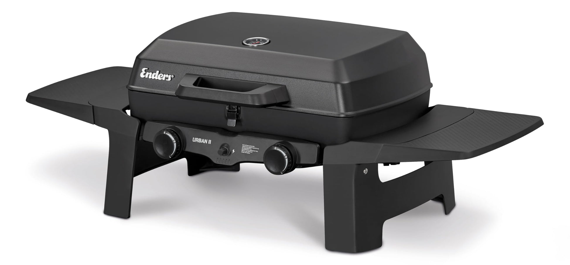 Enders Urban II Gasgrill Tischgrill – 2 Brenner, Thermometer. Schwarzer Tischgrill mit 2 Brennern, Thermometer zum präzisen Grillen.
