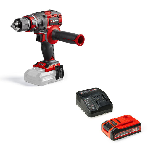 Einhell Professional TP-CD 18/80 BL Akku-Schlagbohrschrauber – 4Ah Akku. Rot-schwarz, Pistolengriff. Bohrt/schraubt (Schlag).