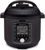 Instant Pot Pro 10-in-1 Elektro-Multikocher – 7,6 L Schwarz. Schwarzer, zylindrischer Topf für vielseitiges Kochen.