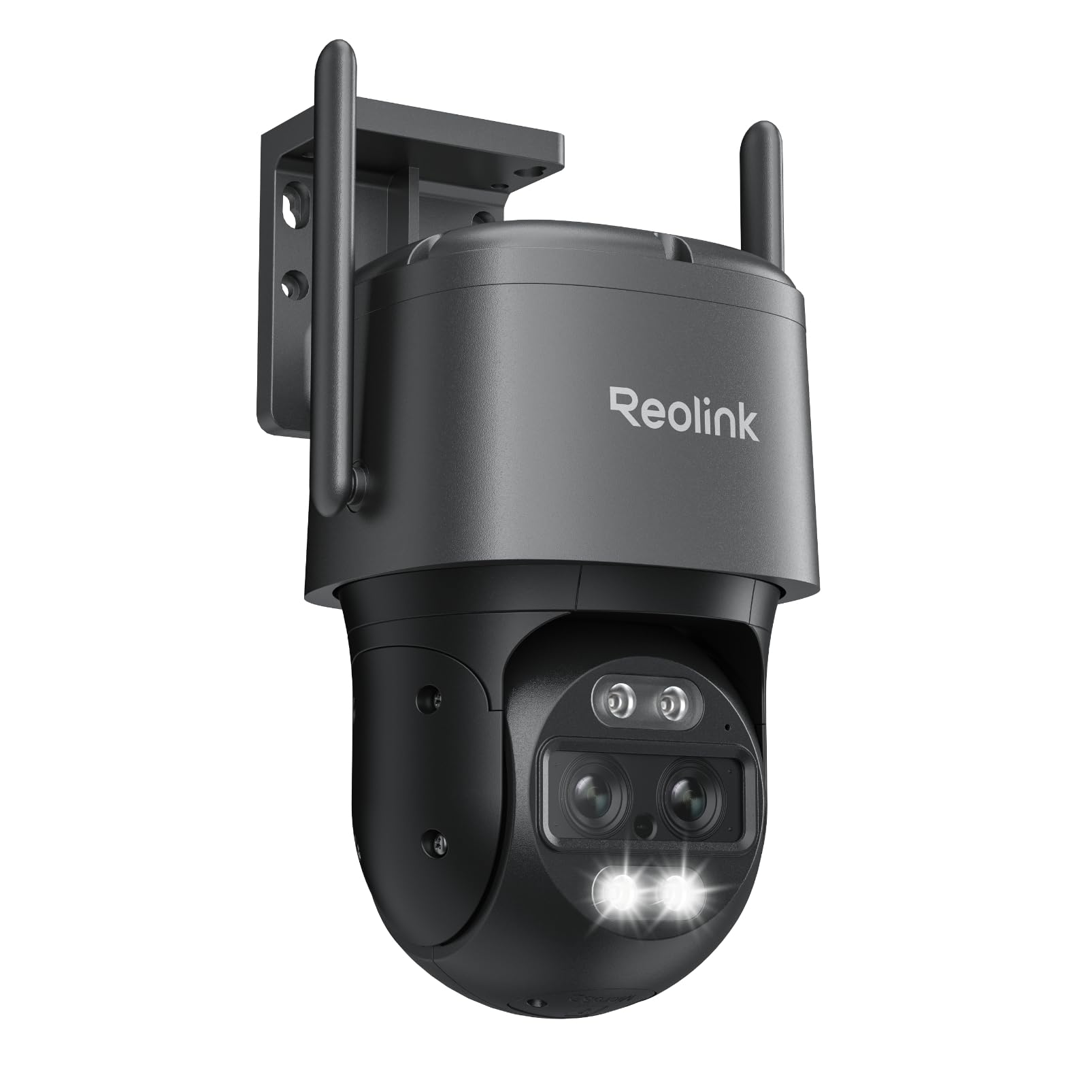Reolink TrackMix WiFi 4K PTZ Überwachungskamera Aussen - Grau. Graue, wetterfeste PTZ-Kamera zur 4K-Videoüberwachung im Außenbereich.