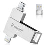 Rinjani 3 in 1 MFi Speicherstick 512GB für iPhone & USB-C mit Lightning, USB-C, USB-A. Für Datentransfer & Sicherung.