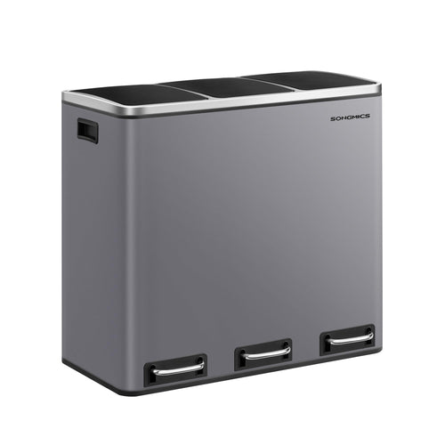 SONGMICS Mülltrennsystem LTB054G01 - Treteimer 3 Fächer grau