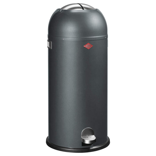 Wesco Kickmaster Maxi Abfallsammler 40 L Graphit, runder Treteimer mit Domdeckel zur Müllentsorgung, 40 Liter Fassungsvermögen.