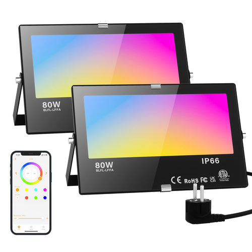 Smart RGB LED Fluter 80W Aussen Bluetooth – 2er Set IP66
