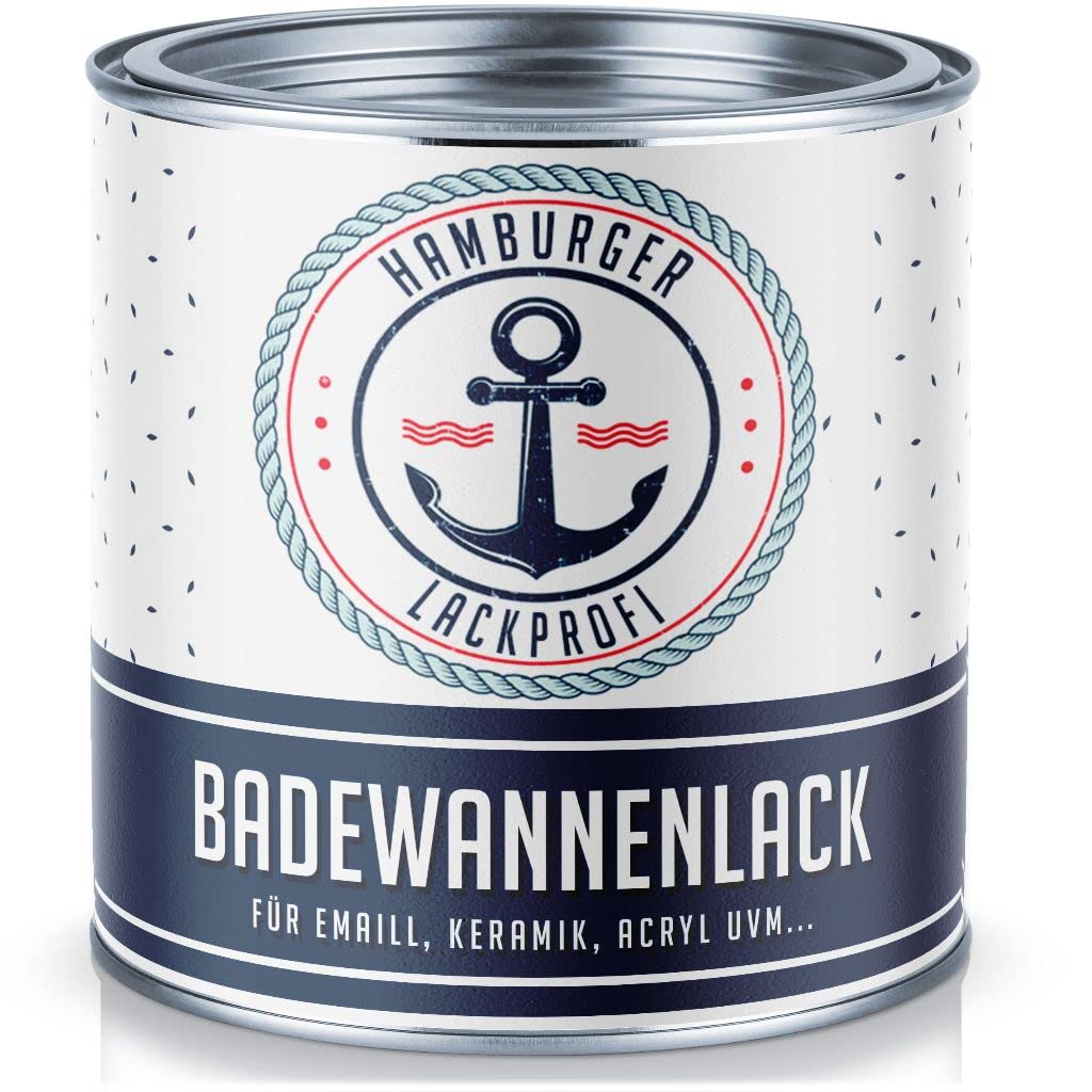 Hamburger Lack-Profi Badewannenlack Farbe Glänzend Weiss RAL 9010 (10 L). Weißer Glanzlack in Gebinde, versiegelt Badewannen.