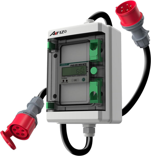 AIFIZO Mobiler Digitaler CEE Stromzähler 3 Phasen 16A mit Reset 2m