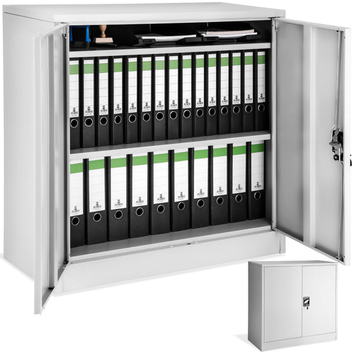 tectake Metall Aktenschrank abschliessbar grau 90x40x90 cm