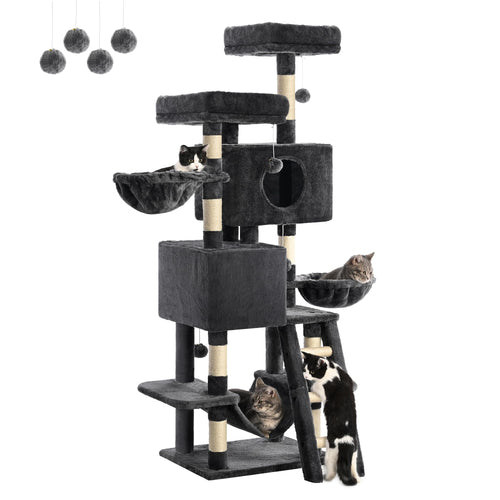 FourFurPets Kratzbaum 160 cm Katzen-Aktivitätsbaum - Rauchgrau