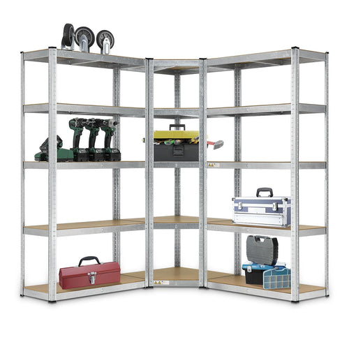 Juskys 3er Metall Regalsystem Basic - Schwerlast Silver