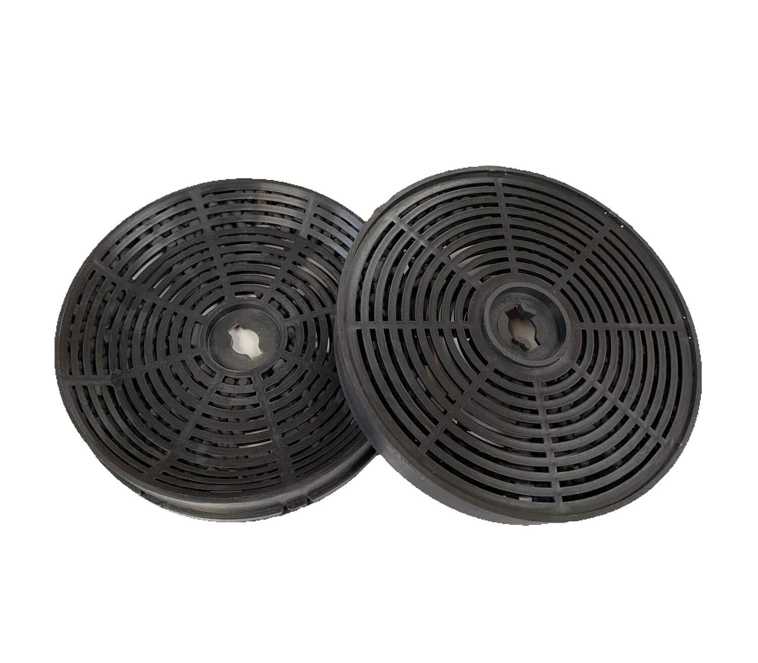 K450 Aktivkohlefilter Dunstabzugshaube – Rund, 2er-Set Schwarz. Runde, schwarze Filter zur Geruchsfilterung in Abzugshauben.