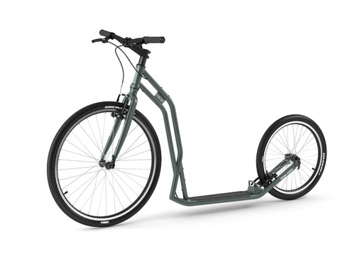 Yedoo S2620 Tretroller Erwachsenen Kickscooter – Grün. Grüner Erwachsenen-Kickscooter mit Lenker und Deck. Zur urbanen Fortbewegung.