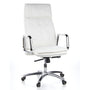 hjh OFFICE Villa 20 Chefsessel Bürostuhl. Weißer Nappaleder Chefsessel mit hoher Lehne und Armlehnen für ergonomisches Sitzen im Büro.
