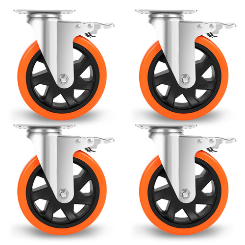 WEIBIDA Schwerlastrollen 150mm, 4er Set mit Bremse, PU 1000kg