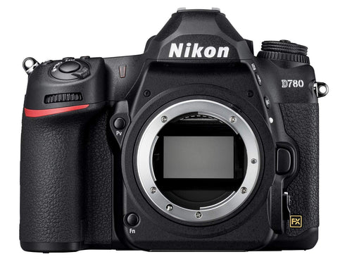 Nikon D780 Vollformat DSLR Kamera mit 4K UHD Video. Schwarze, robuste DSLR. Nimmt hochauflösende Fotos und 4K UHD Videos auf.