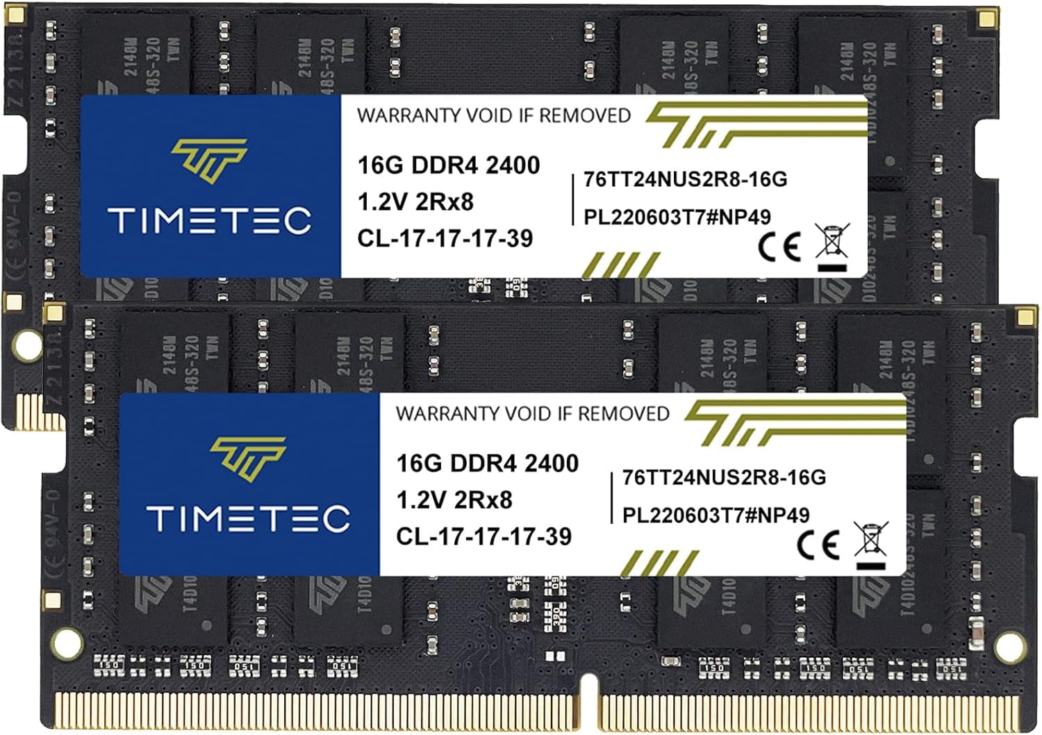 Timetec 32GB Kit DDR4 2400MHz SODIMM Arbeitsspeicher. Grüne Platine mit Speicherchips zur Datenverarbeitung in Laptops.