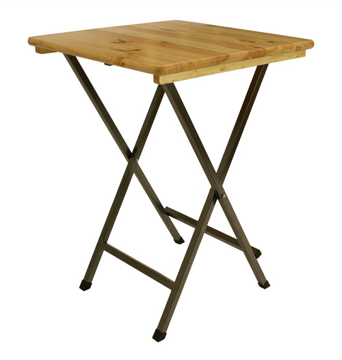 DEGAMO Stehtisch ZÜRICH 78x78cm quadratisch Stahl Holz: Hoher Tisch mit Stahlgestell und Holzplatte für Stehempfänge.