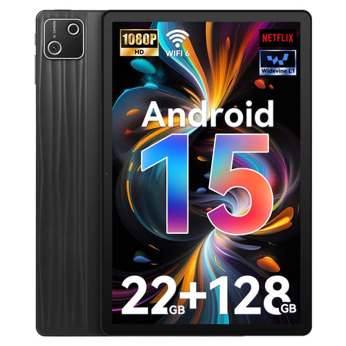 Whitedeer Android 15 Gaming Tablet 10 Zoll, mit schwarzem, rechteckigem Gehäuse. Entwickelt für mobiles Gaming.