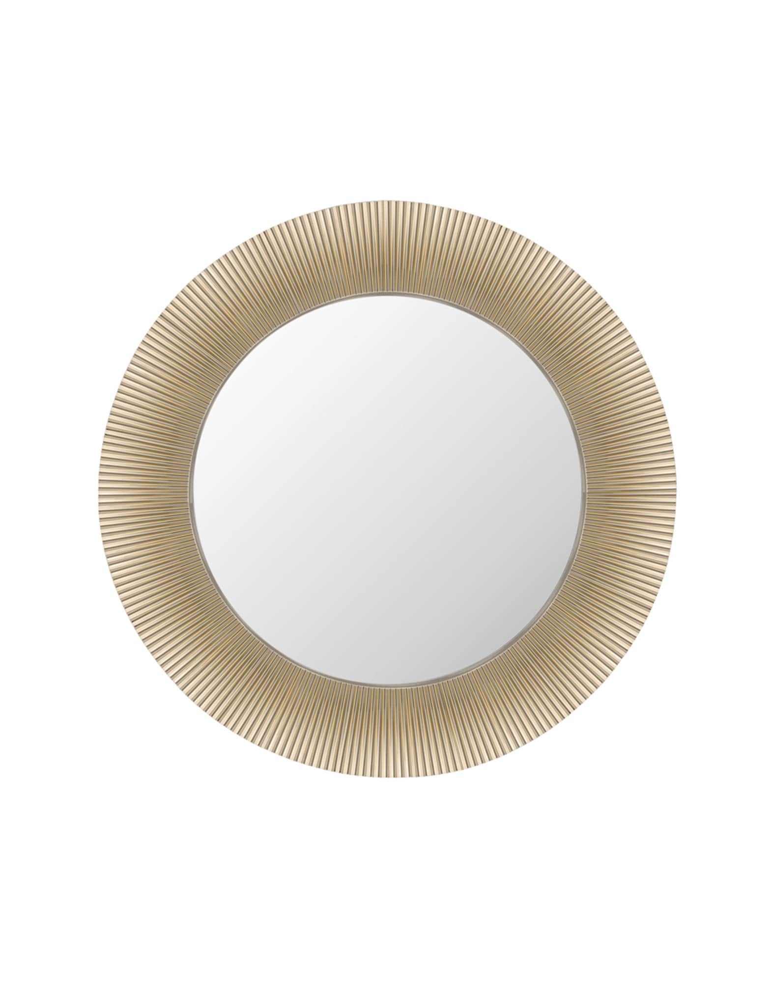 Kartell All Saints Wandspiegel, gold metal Finish, rund, Ø 78 cm. Er dient zur Wandmontage und Raumreflexion.
