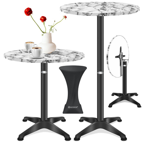KESSER 2in1 Klapp-Stehtisch höhenverstellbar – Husse Marmor. Stehtisch mit Marmor-Husse, flexibel für Events & Büro.
