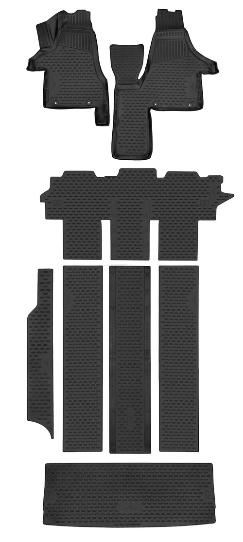 Walser XTR Gummi Fussmatten Auto - VW Multivan T5 T6 (2003-2019): Schwarze Gummimatten, passgenau, schützen den Innenraum.