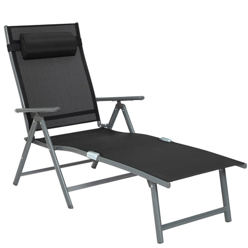 AMHANCIBLE Sonnenliege klappbar Gartenliege verstellbar EGL01BK. Schwarze, klappbare Sonnenliege, Rückenlehne verstellbar für flexible Nutzung im Garten.