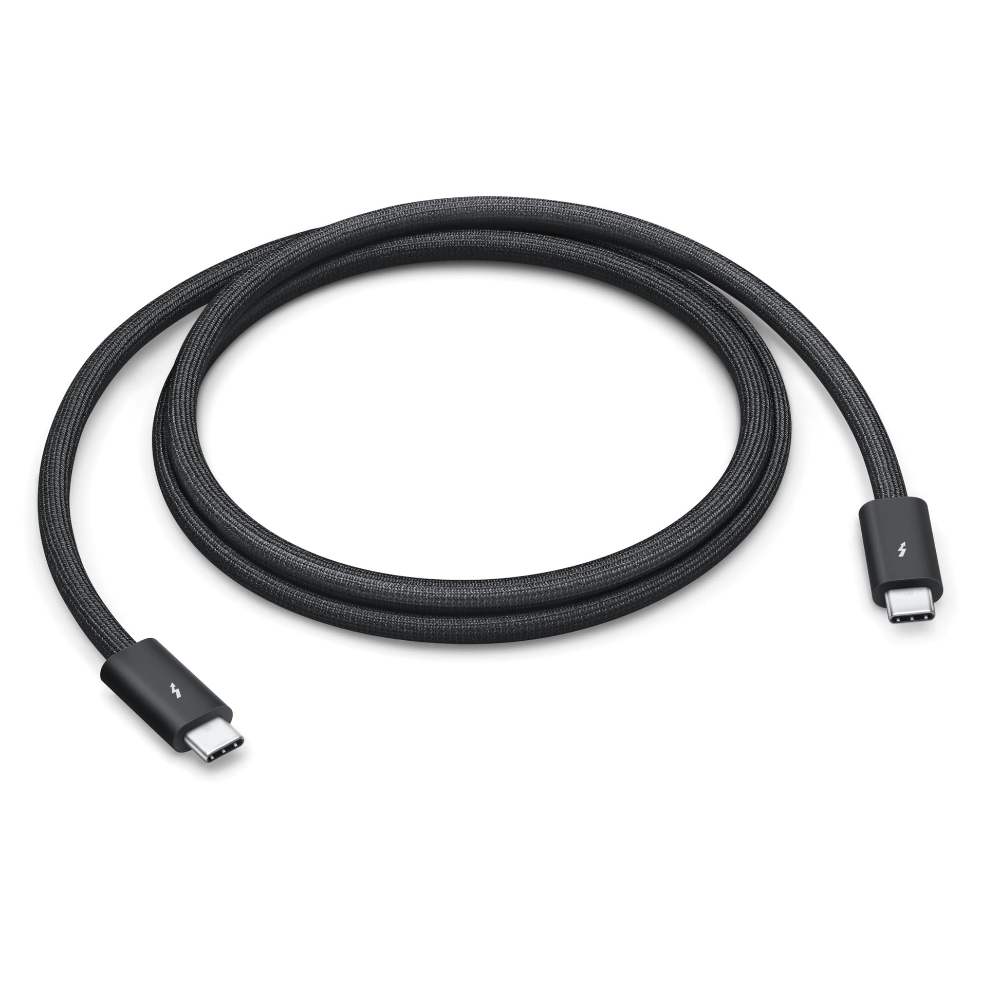 Apple Thunderbolt 5 Pro Kabel für USB-C Geräte – 1 m. Schwarzes Kabel für hochauflösende Video-, Daten- und Stromübertragung.